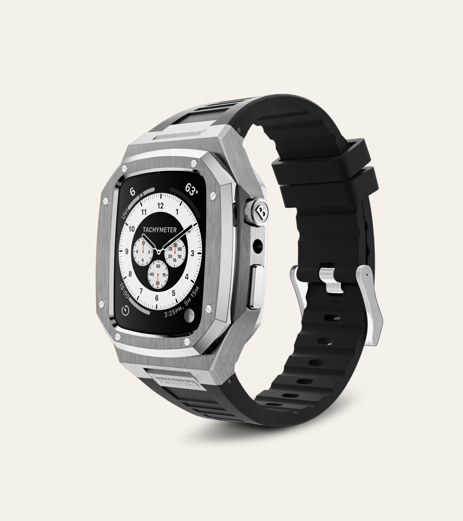 Brilinton Apple Watch Case - Active Bold One - Silver - Angle