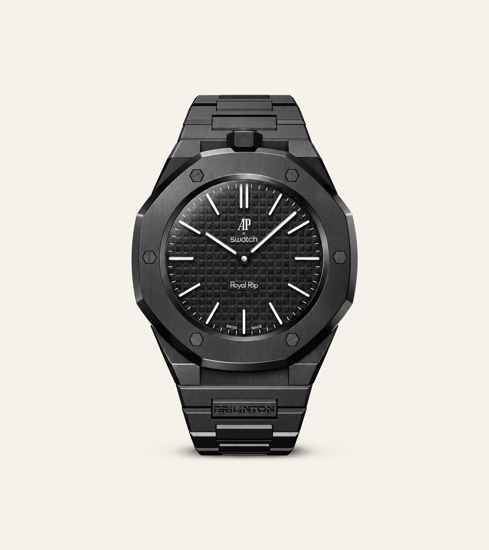★えり★ロイヤルポップ 黒 APxSwatch  Pop Brilinton | Monarch Steel WatchWare™ - Black for Royal Pop